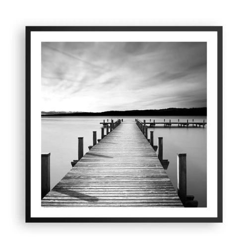 Poster in een zwarte lijst - Bij de waterput - vrede - 60x60 cm