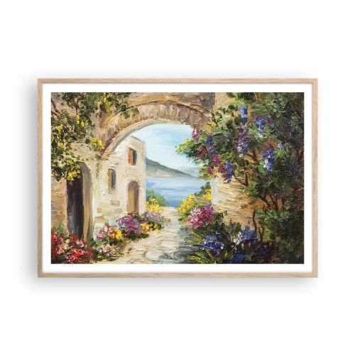 Een poster in een licht eiken lijst - De charme van een kustprovincie - 100x70 cm