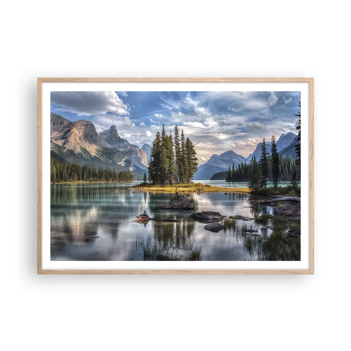 Een poster in een licht eiken lijst - Aan het grote en schone water ... - 100x70 cm