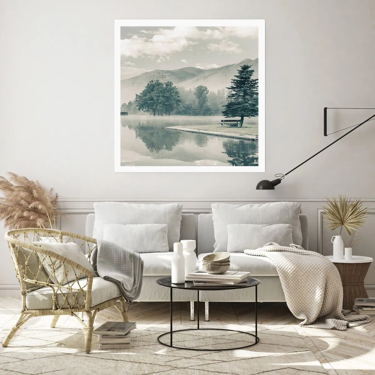 Poster - Het meer slaapt nog - 50x50 cm