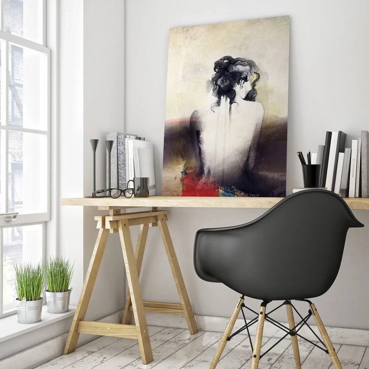 Schilderen op glas - Vloeiende lijnen, ovale vormen - 70x100 cm
