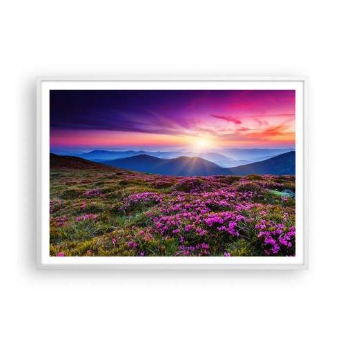 Poster in een witte lijst - Kruiden roken naar verse trossen van de velden - 100x70 cm