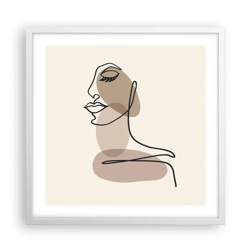 Poster in een witte lijst - Luisteren naar zichzelf - 50x50 cm