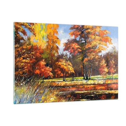 Schilderen op glas - Landschap in goud en brons - 120x80 cm