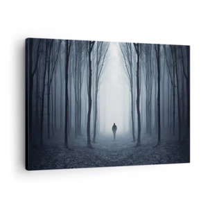 Schilderen op canvas - Een figuur die tussen de bomen in een mistig bos loopt - 70x50cm - En alles is eenvoudig en duidelijk - Moderne wanddecoratie voor woonkamer en slaapkamer ARTTOR