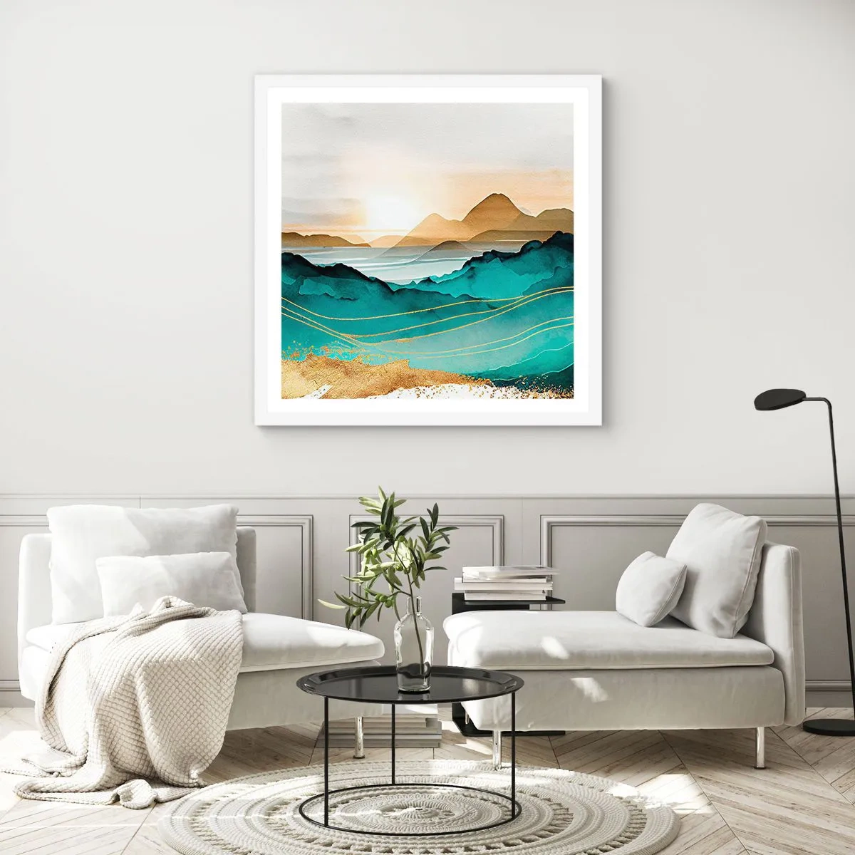 Poster in een witte lijst - Op de rand van abstractie – landschap - 60x60 cm