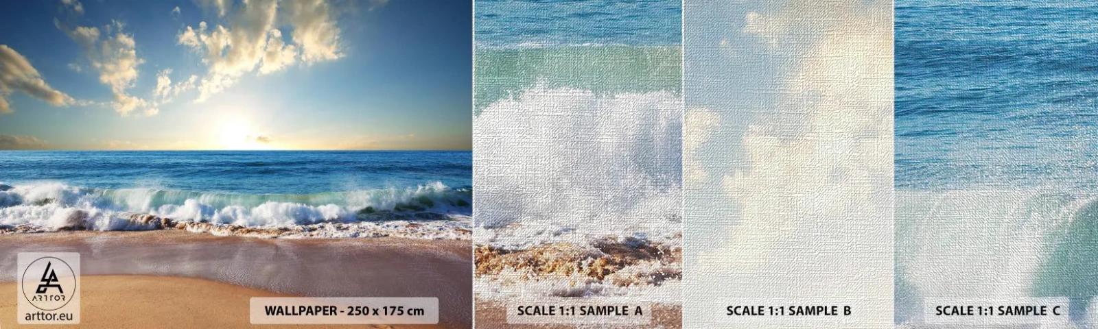 Fotobehang Monster Premium Canvas - Beweging en stilte tegelijk - Landschap, Zee, Strand - 100x30 cm