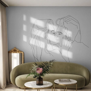 Fotobehang Premium Sand - Dezelfde regel - Grafisch, Verliefd stel, Kus - 400x280 cm