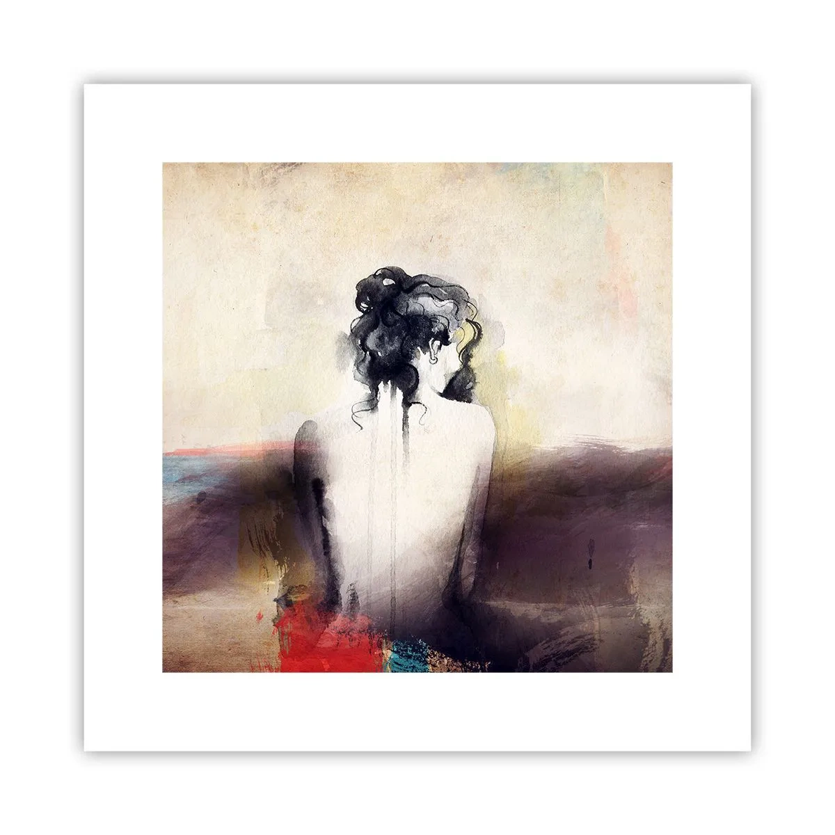 Poster - Vloeiende lijnen, ovale vormen - 30x30 cm