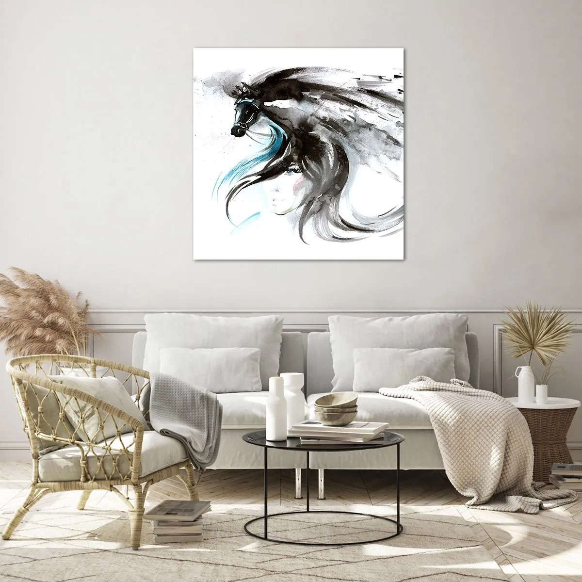 Schilderen op glas - Galop van de Zwarte Prins - 60x60 cm
