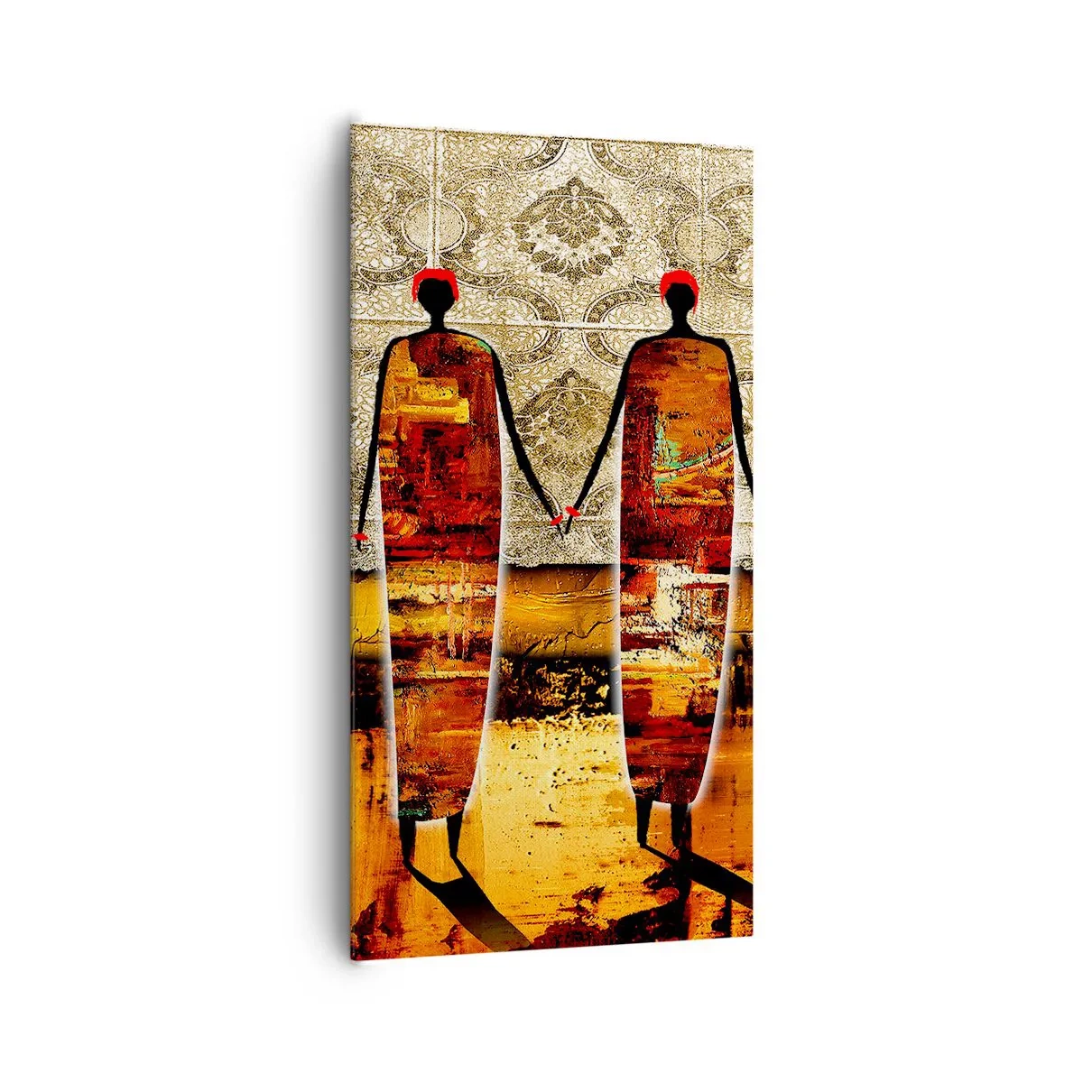 Schilderen op canvas - Etnische compositie in de kleuren van Afrika - 65x120 cm