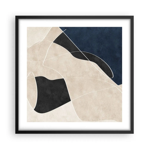 Poster in een zwarte lijst - Abstracte compositie – kleurcontrast - 50x50 cm