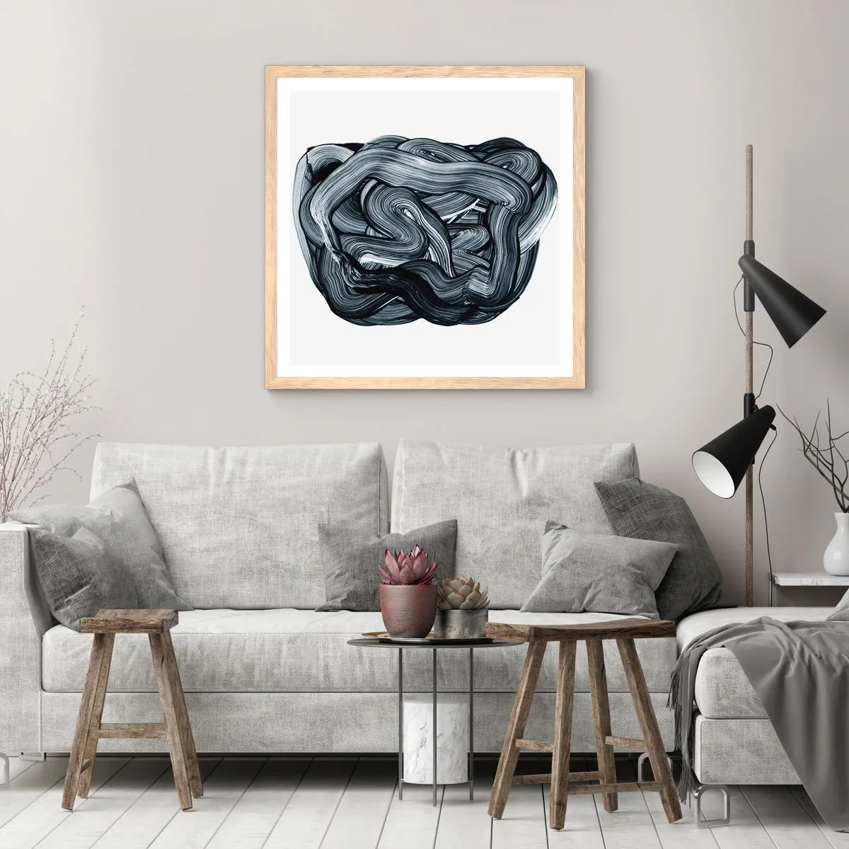 Een poster in een licht eiken lijst - Het is niet zo eenvoudig - 50x50 cm