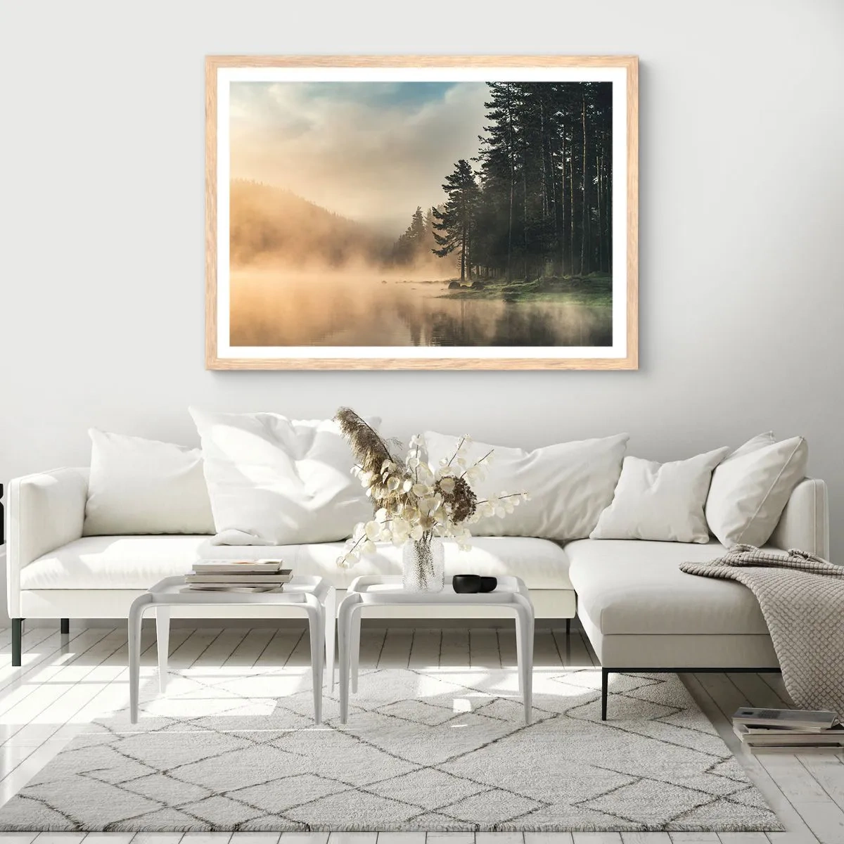 Een poster in een licht eiken lijst - De geboorte van de dag - 91x61 cm