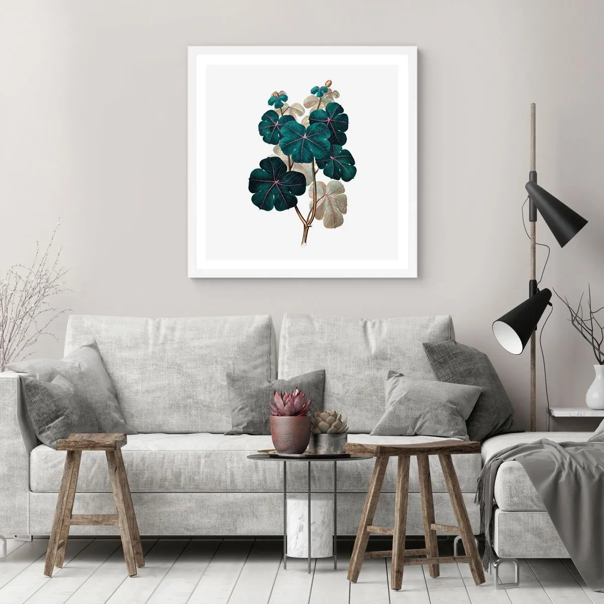 Poster in een witte lijst - Uit het oude herbarium - 60x60 cm