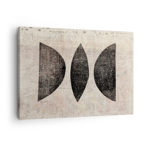 Schilderen op canvas - Etnische vormen in donkere tinten op een lichte achtergrond - 70x50cm - etnische abstractie - Moderne wanddecoratie voor woonkamer en slaapkamer ARTTOR