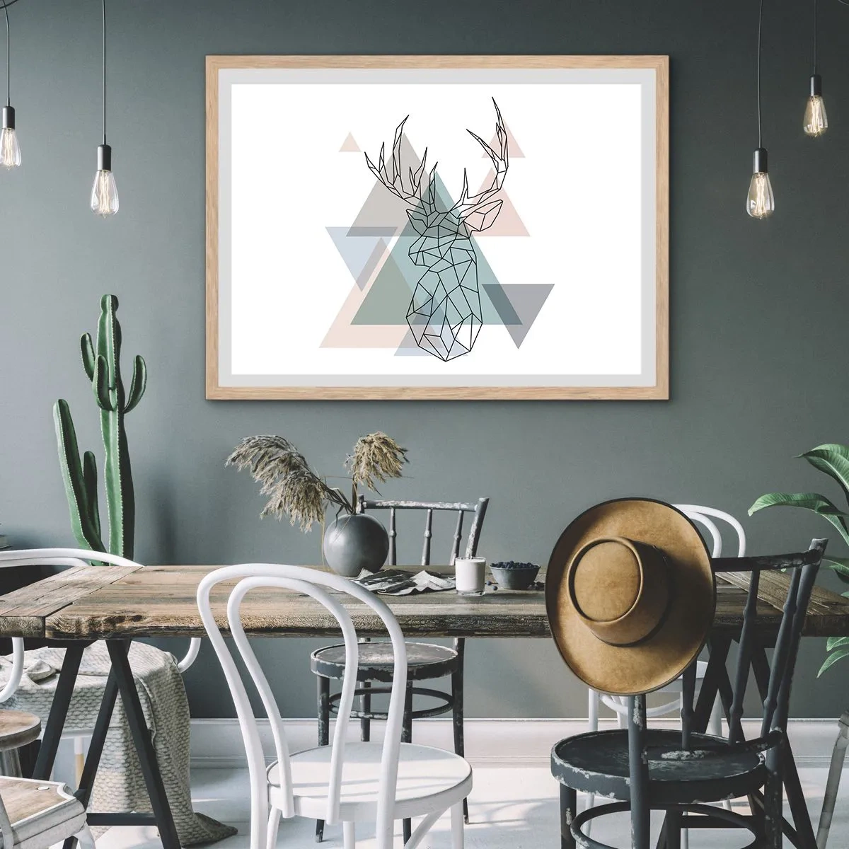 Een poster in een licht eiken lijst - In een geometrisch bos - 50x40 cm