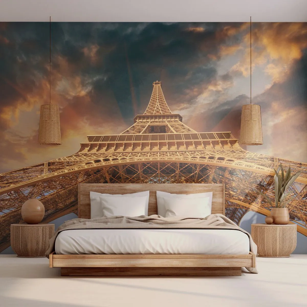 Zelfklevend Fotobehang Deluxe Sticker - Hoe de mensheid de hemel bereikte - Eiffeltoren, Architectuur, Parijs - 250x175 cm