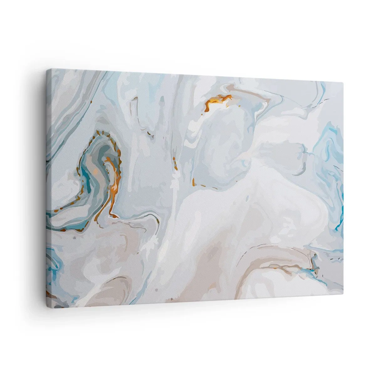 Schilderen op canvas - Abstracte golven in tinten blauw en wit - 70x50cm - Het wit is verheven - Moderne wanddecoratie voor woonkamer en slaapkamer ARTTOR