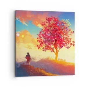 Schilderen op canvas - Pelgrim bij de bestemming - 70x70 cm