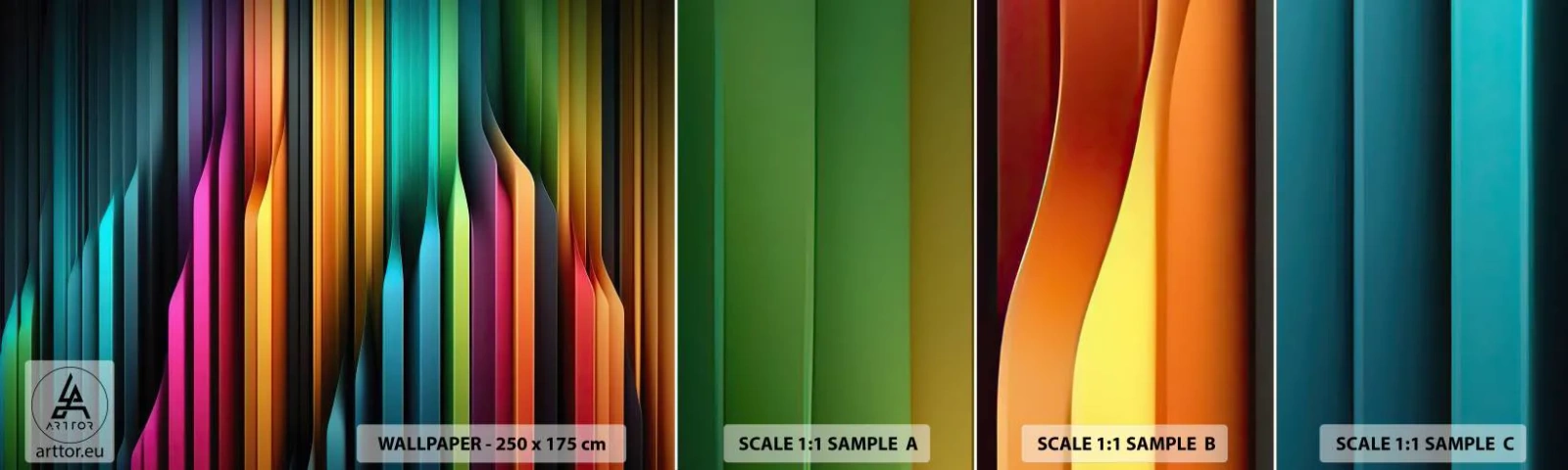 Fotobehang Staaltje Standard Eco - Lichtorgel - Kleurrijk, Lijnen, Abstractie - 100x30 cm