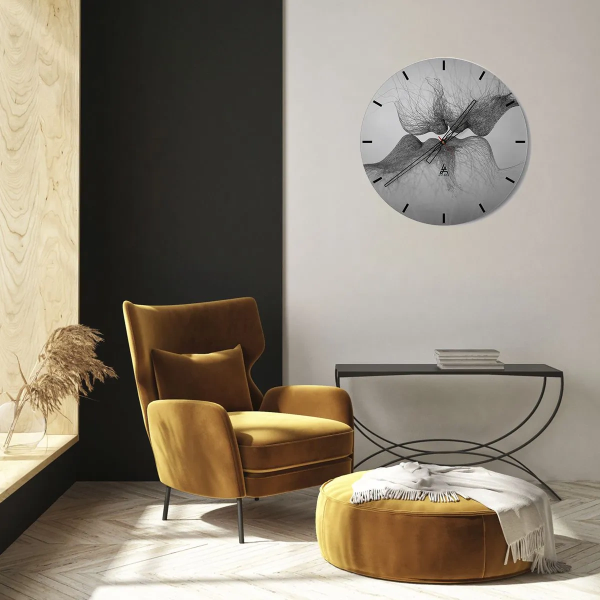 Wandklok - Klok - Abstracte mazen die een kus vormen - 30x30cm - Kus van de wind - Moderne wanddecoratie voor woonkamer, keuken en slaapkamer ARTTOR