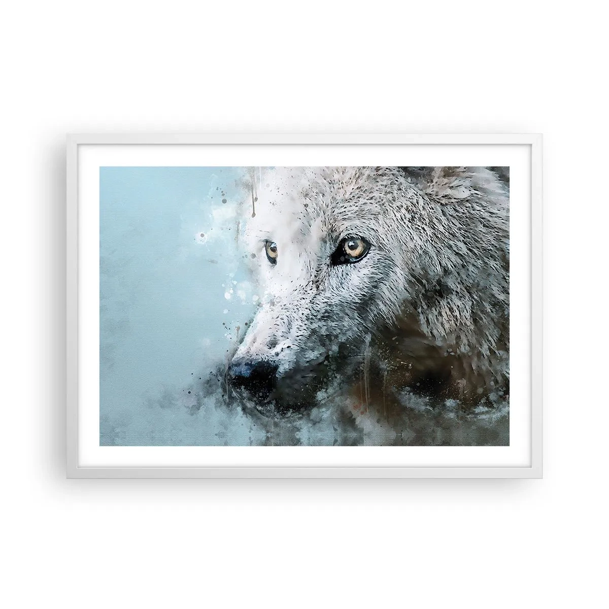 Poster in een witte lijst - Ontmoet de wolvenziel - 70x50 cm