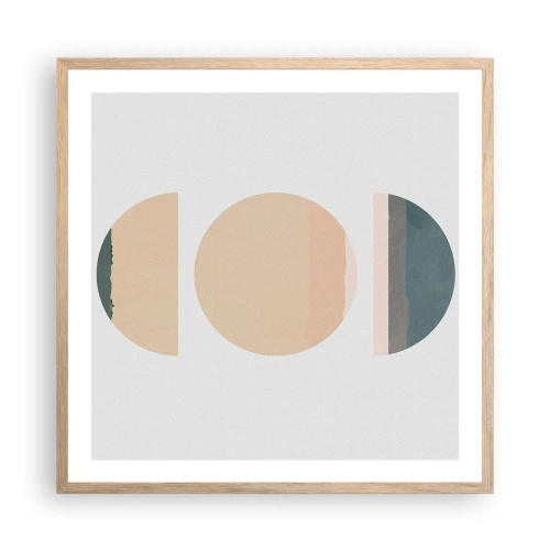 Een poster in een licht eiken lijst - Een Wiel achter een andere - 60x60 cm