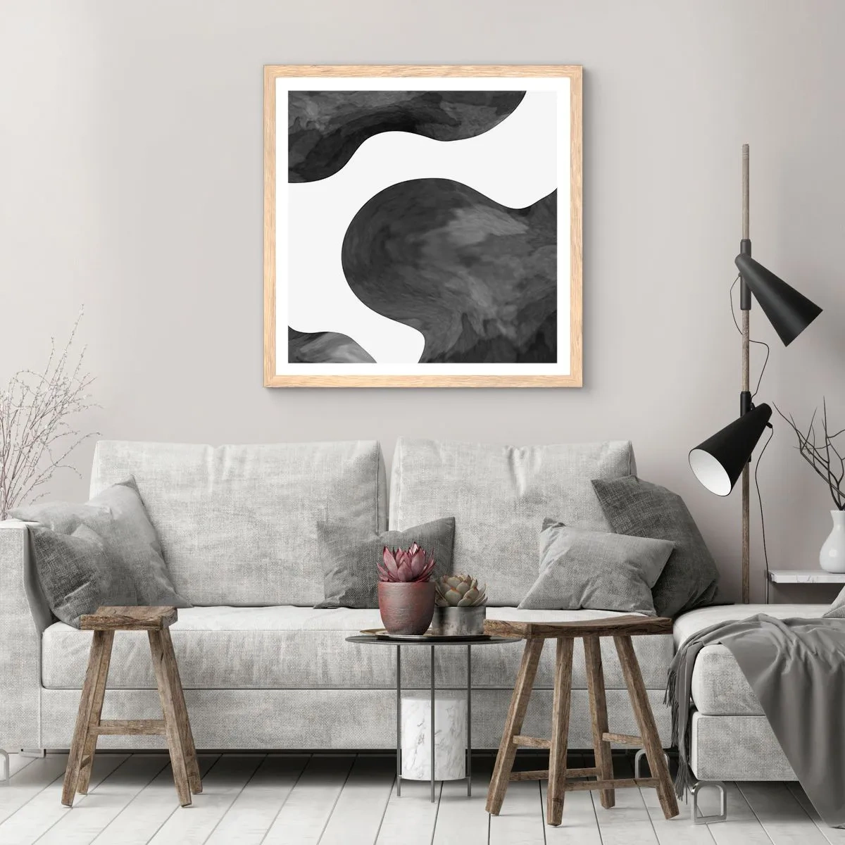 Een poster in een licht eiken lijst - Melkweg - 60x60 cm