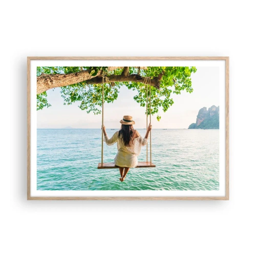 Een poster in een licht eiken lijst - Het leven is prachtig - 100x70 cm
