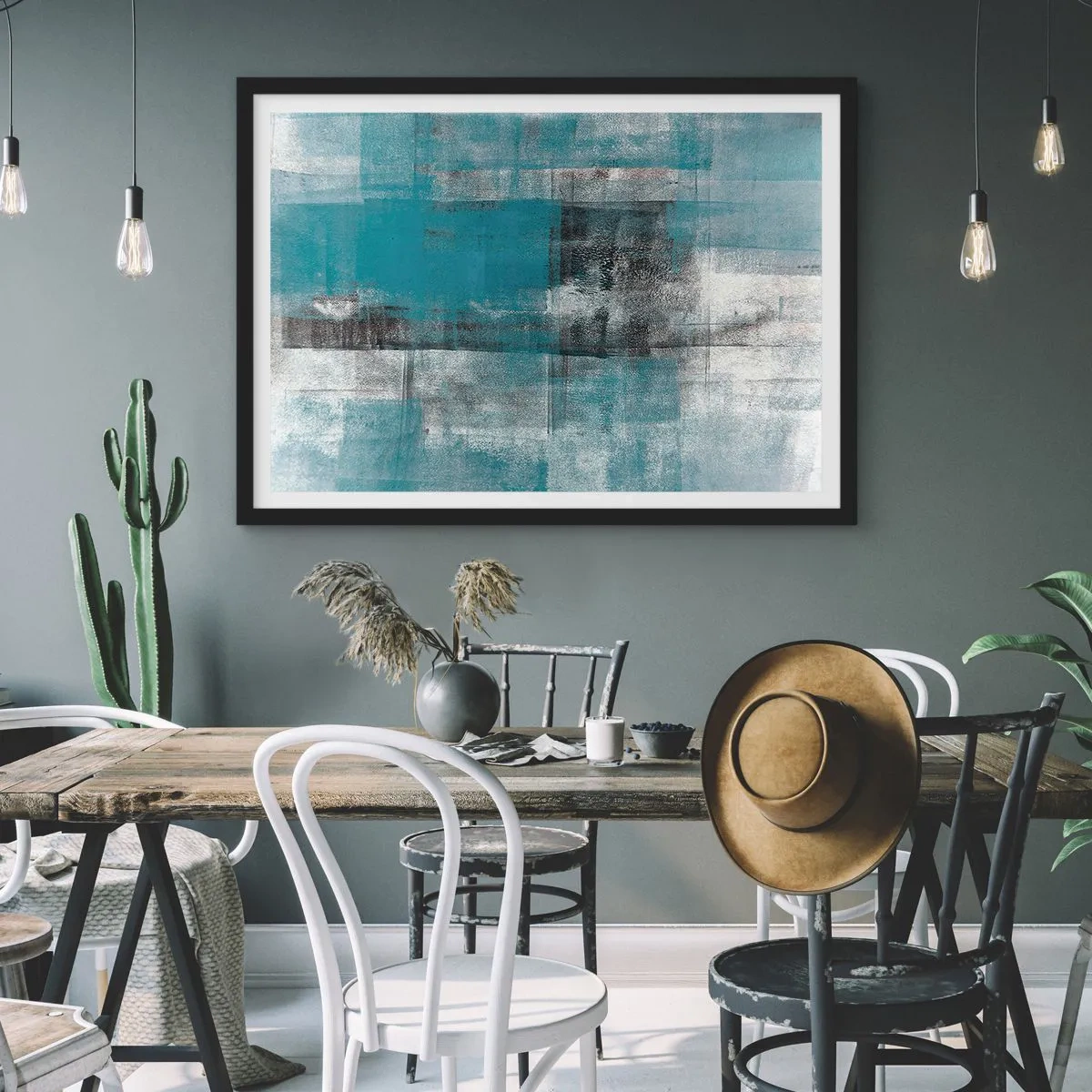 Poster in een zwarte lijst - Water en lucht - 91x61 cm