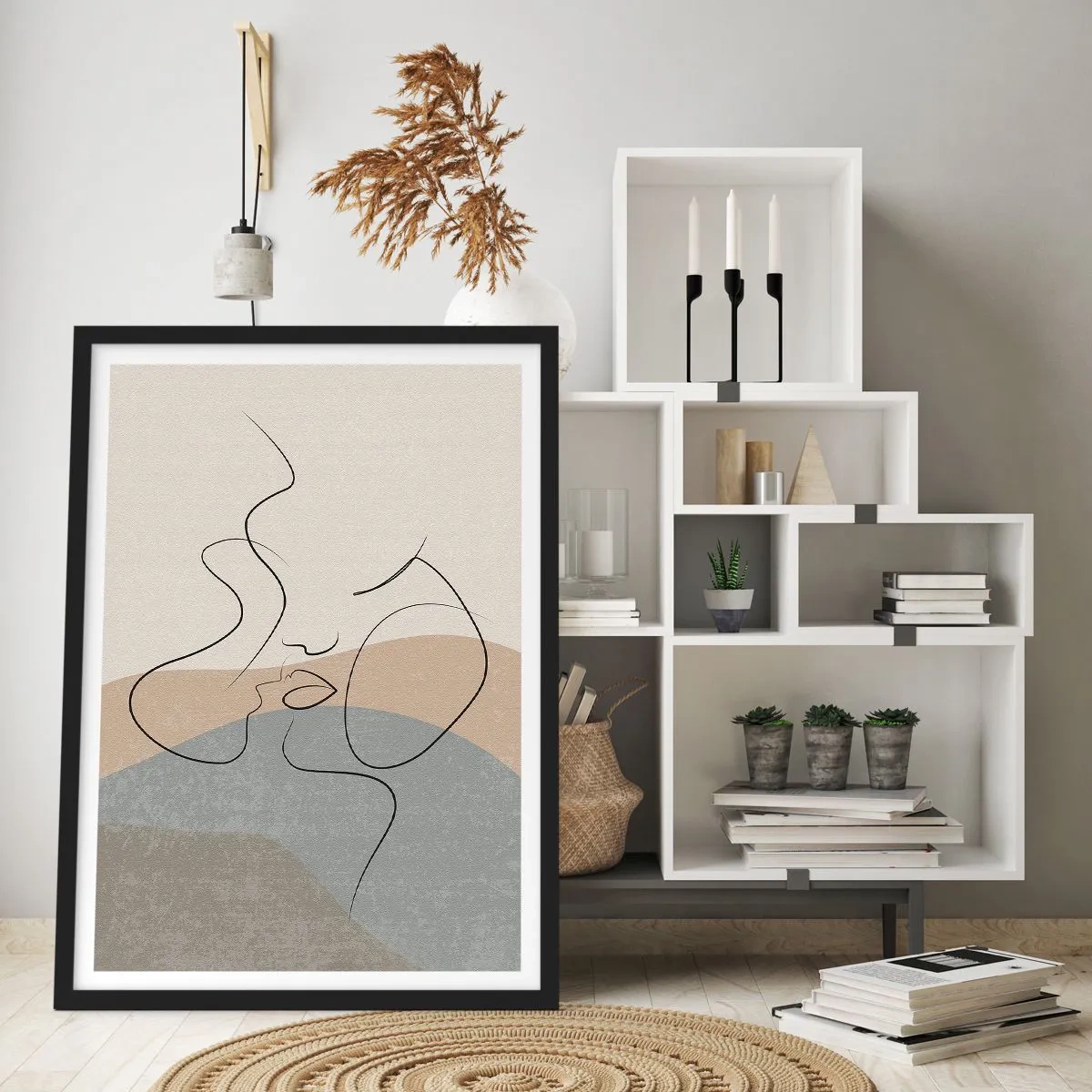 Poster in een zwarte lijst - Als een penseelstreek - 30x40 cm