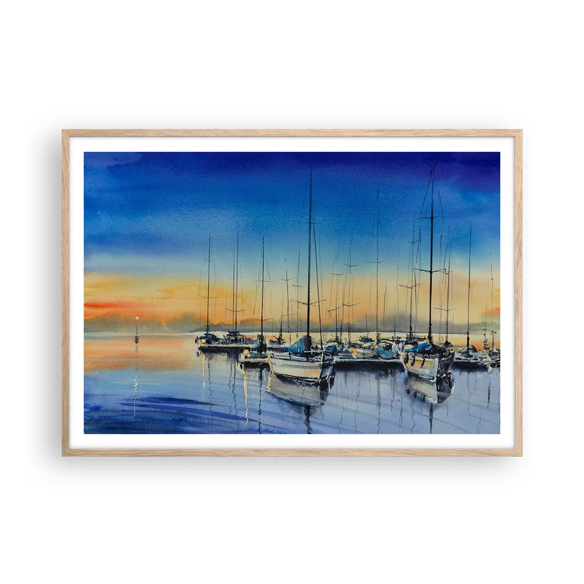 Een poster in een licht eiken lijst - Einde van een goede dag - 100x70 cm