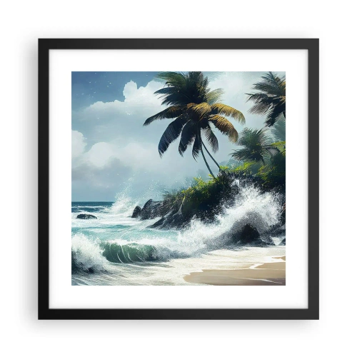 Poster in een zwarte lijst - Op een tropische kust - 40x40 cm