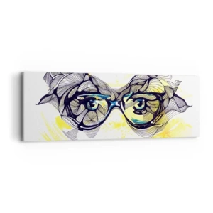 Schilderen op canvas - Door een blauwe bril - 90x30 cm