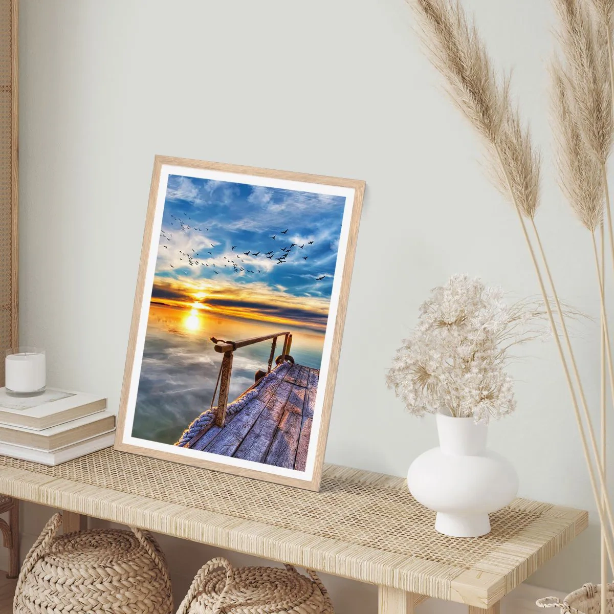 Een poster in een licht eiken lijst - De wind gaat rusten - 70x100 cm