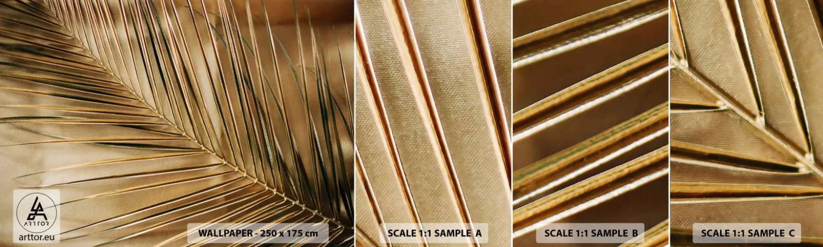 Fotobehang Monster Zelfklevend Deluxe Sticker - Natuurlijke zuilengalerij - Palmblad, Grafisch, Tropen - 100x30 cm