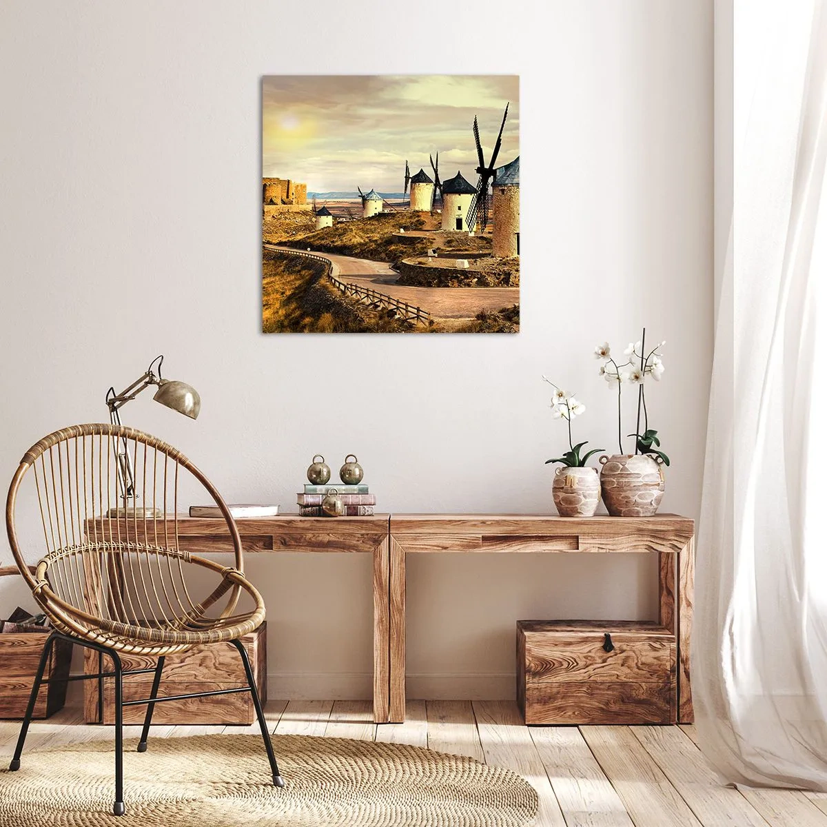 Schilderen op canvas - Don Kichot zal snel hier zijn. - 60x60 cm