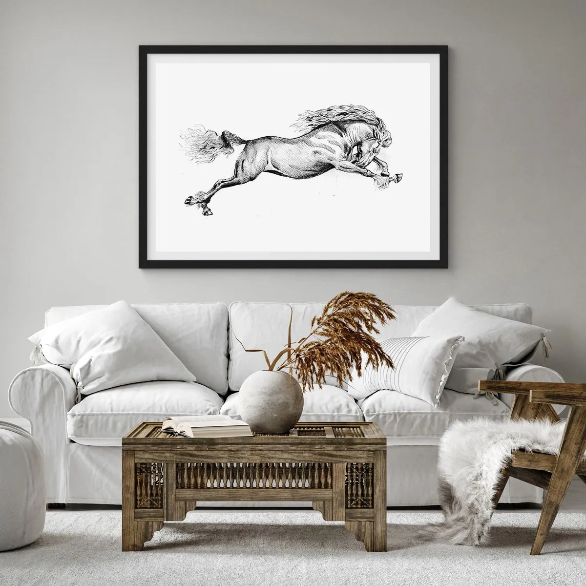 Poster in een zwarte lijst - Vastgehouden in galop - 91x61 cm