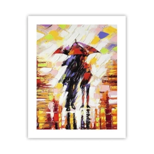 Poster - Samen door de nacht en regen - 40x50 cm