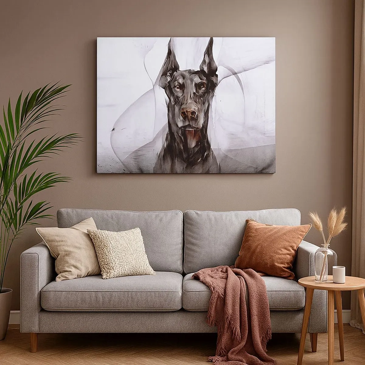 Schilderen op canvas - Abstract portret van een hond in een artistieke benadering - 70x50cm - Hooggeboren - Moderne wanddecoratie voor woonkamer en slaapkamer ARTTOR