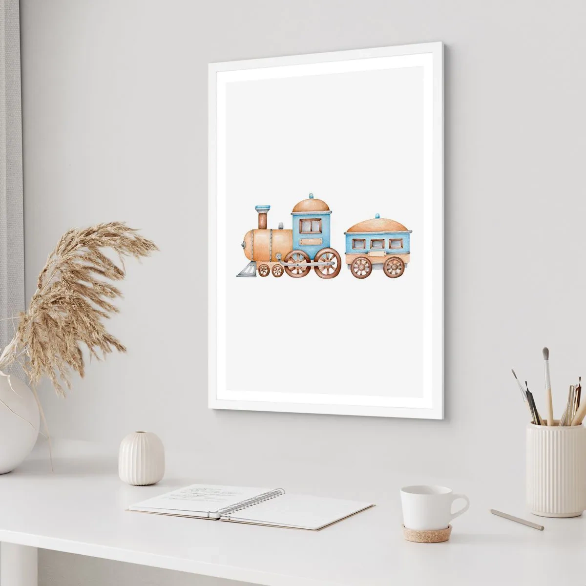 Poster in een witte lijst - Hij staat op het station... - 30x40 cm