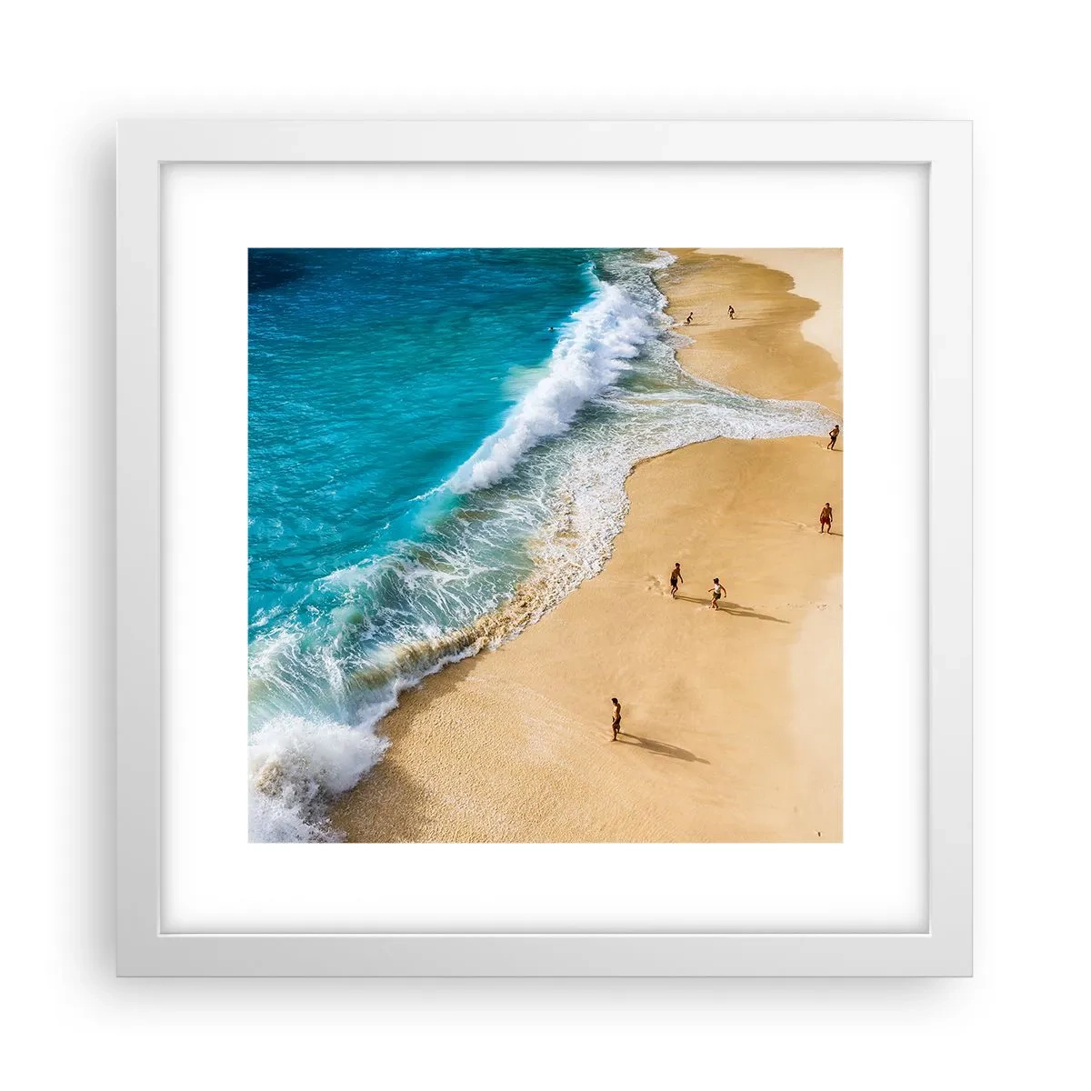 Poster in een witte lijst - En dan de zon, het strand… - 30x30 cm