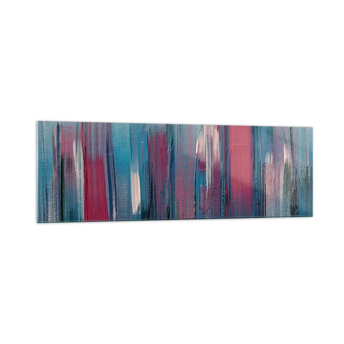 Schilderen op glas - Verticale compositie in blauw en rood - 160x50 cm
