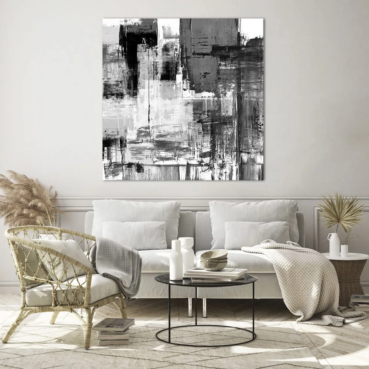 Schilderen op glas - Grijs is prachtig - 70x70 cm