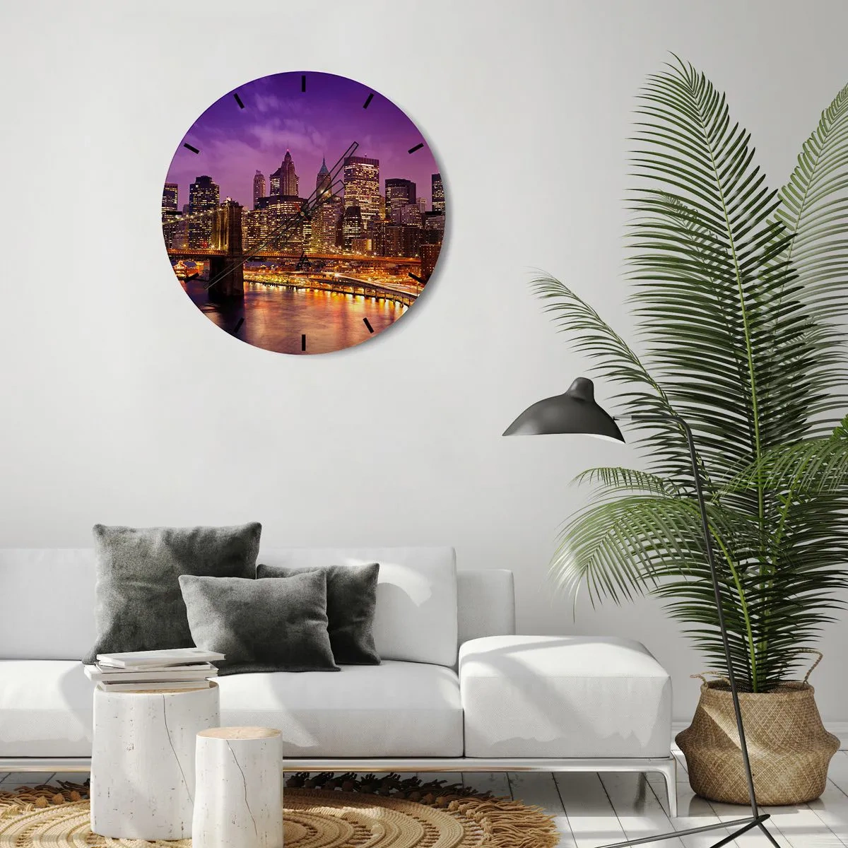 Wandklok - Klok - Violet-goud Manhattan - 30x30 cm