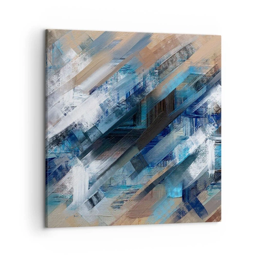 Schilderen op canvas - Op een blauwe diagonaal - 50x50 cm