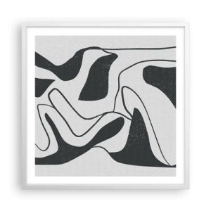 Poster in een witte lijst - Abstract doolhofplezier - 60x60 cm