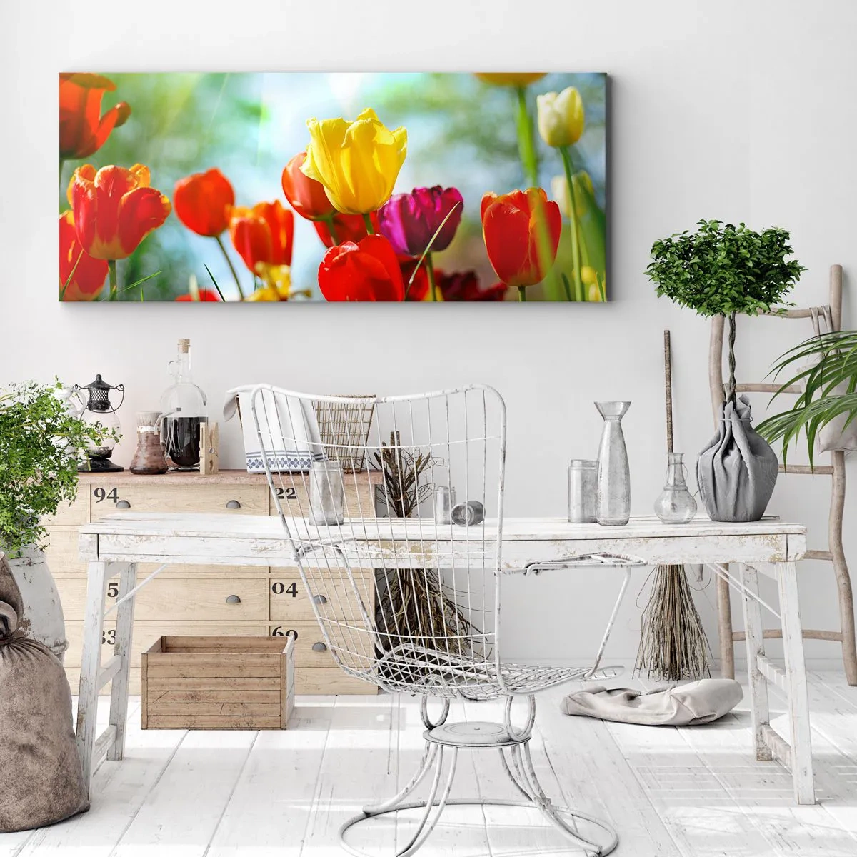 Schilderen op canvas - Alle kleuren van de zon - 140x50 cm