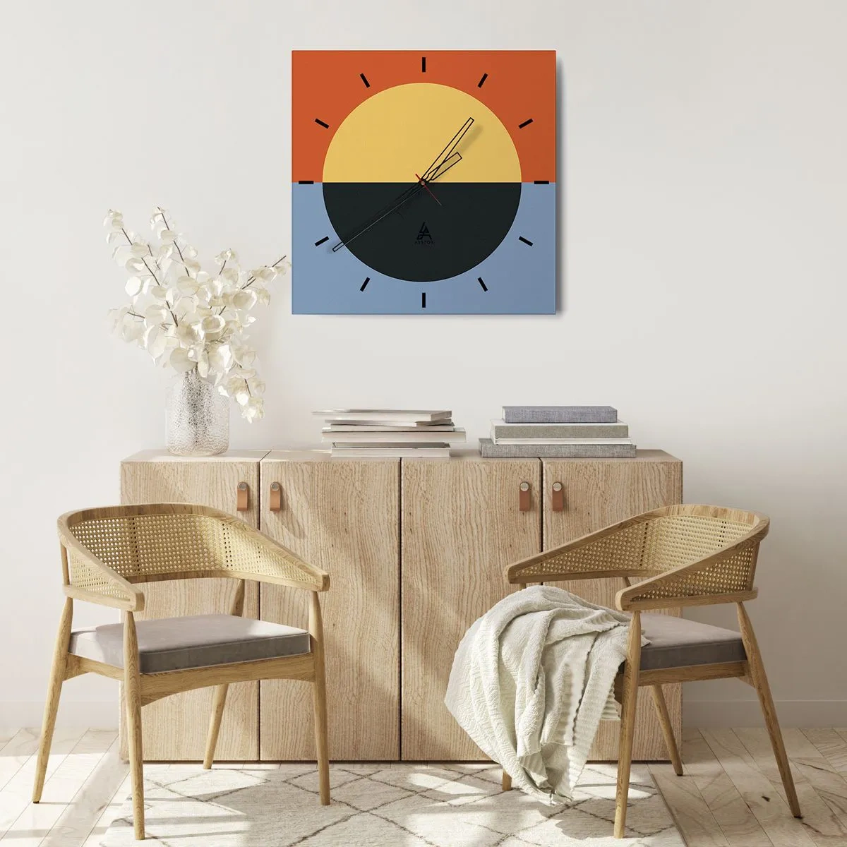 Wandklok - Klok - Een compositie van warmte en koelte - 30x30 cm